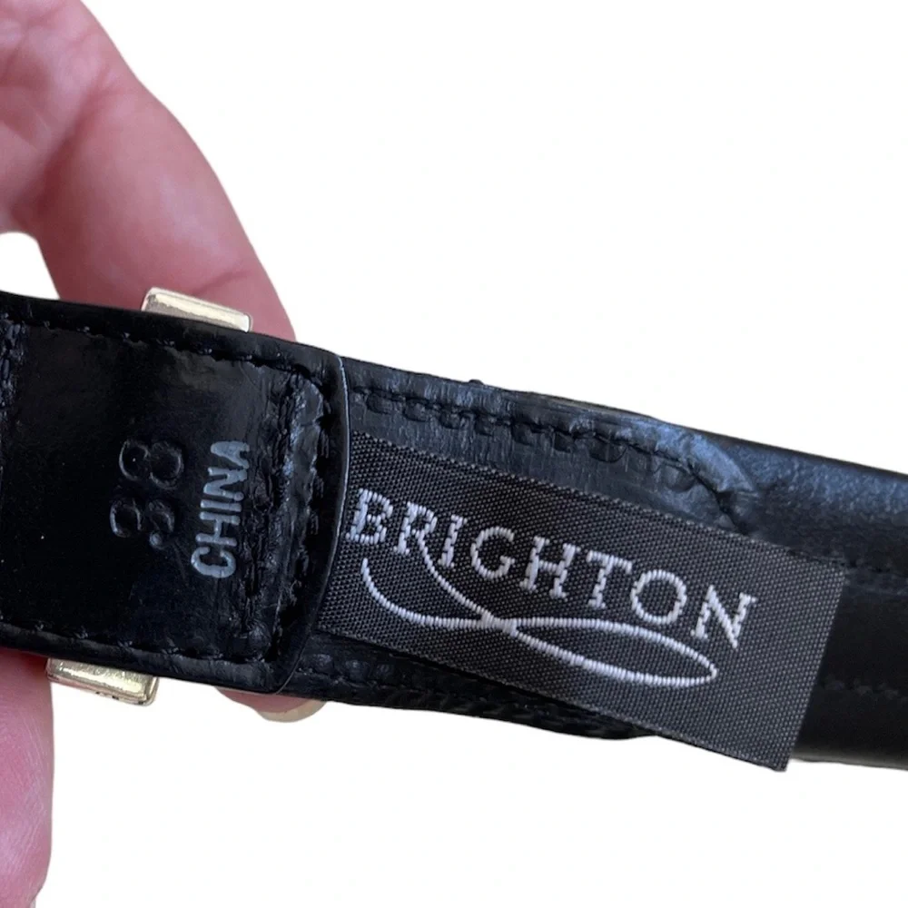 Brighton Black Brown Leather Belt Size 38
